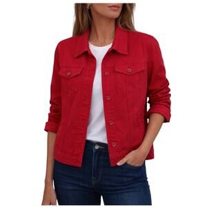 Talbots Red Denim style button down Jacket size M